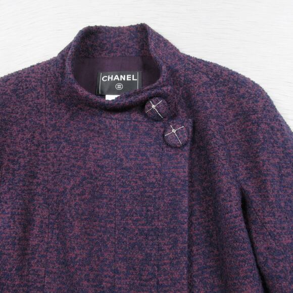 CHANEL Wool-Cashmere Tweed Mock Collar Dress & Double-Breasted Tweed Jacket Set - Picture 6 of 14